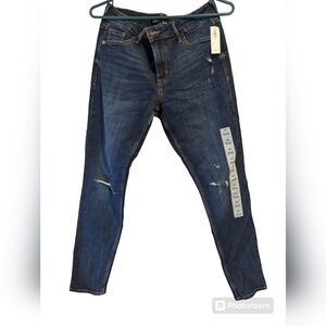 👖 NWT Old Navy mid rise Skinny Jeans Women's Rock Star slashed fabric size 10